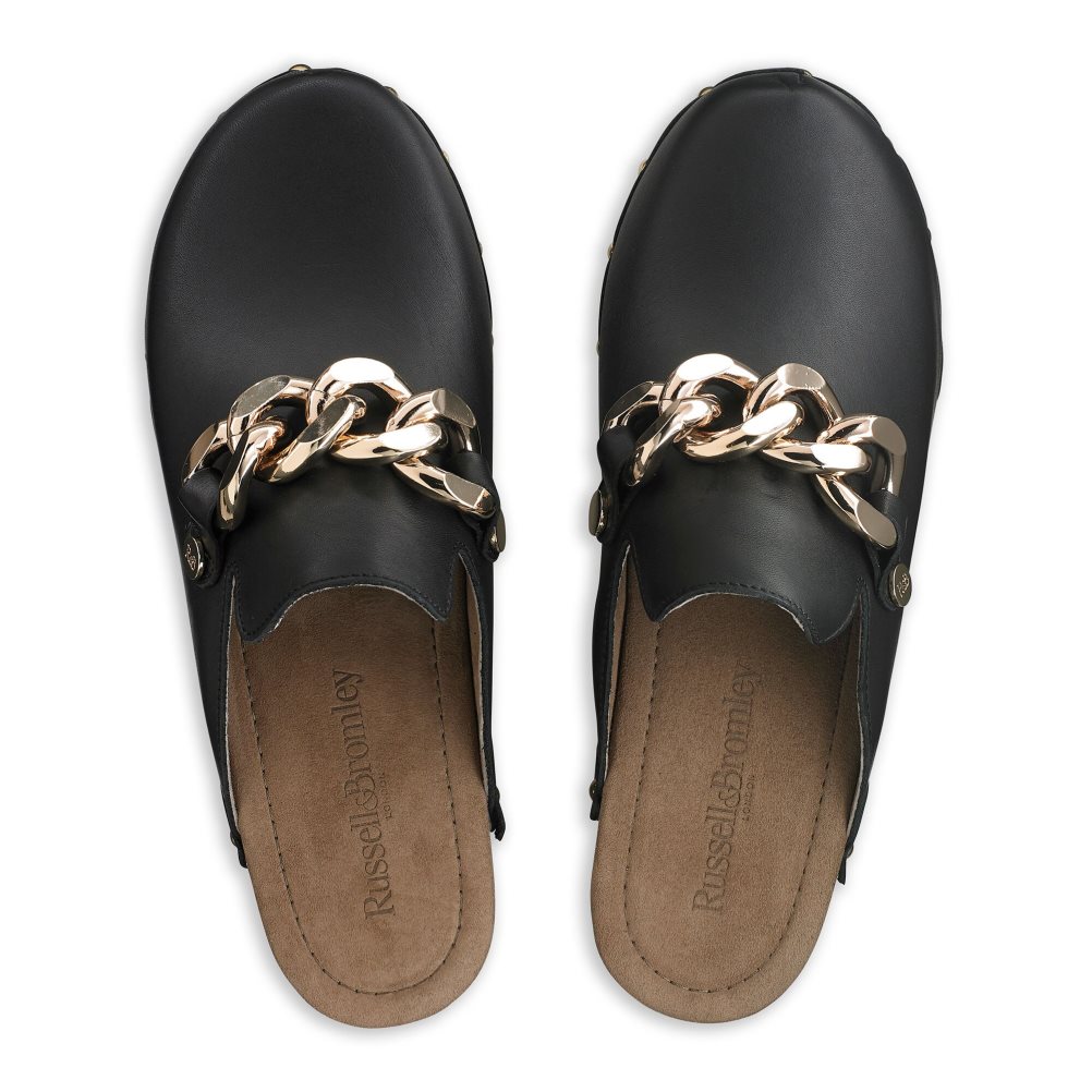 Női Russell And Bromley Dellabosco Chain Closed Toe Mule Cipő Fekete | 403718RUV