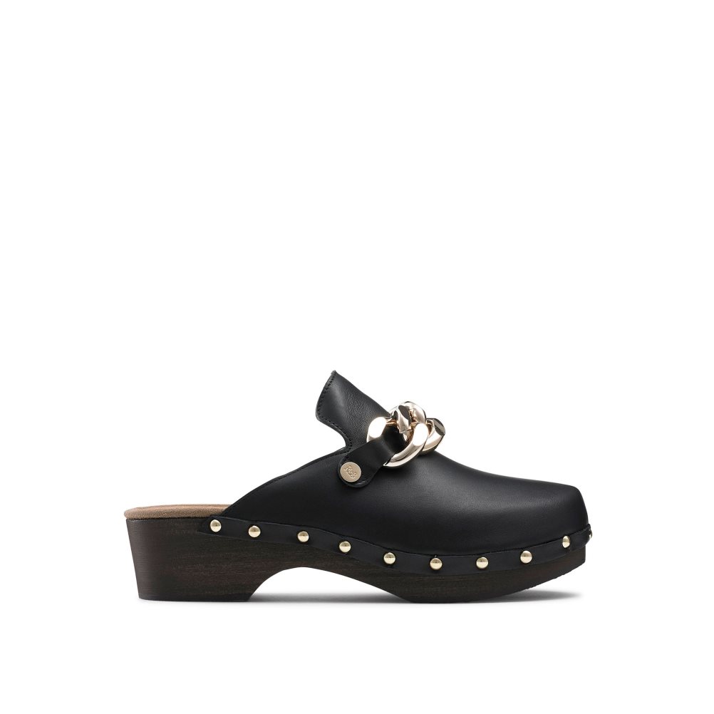 Női Russell And Bromley Dellabosco Chain Closed Toe Mule Cipő Fekete | 403718RUV