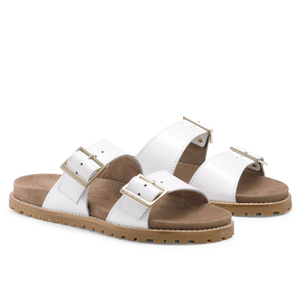 Női Russell And Bromley Double Csatos Papucs Fehér | 037269BYP