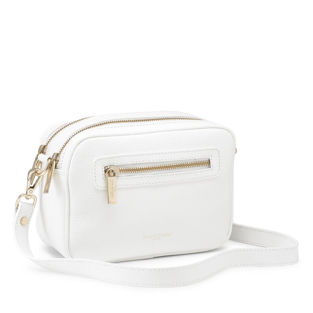 Női Russell And Bromley Dynamic Triple Zip Camera Crossbody Táska Fehér | 071298YNO