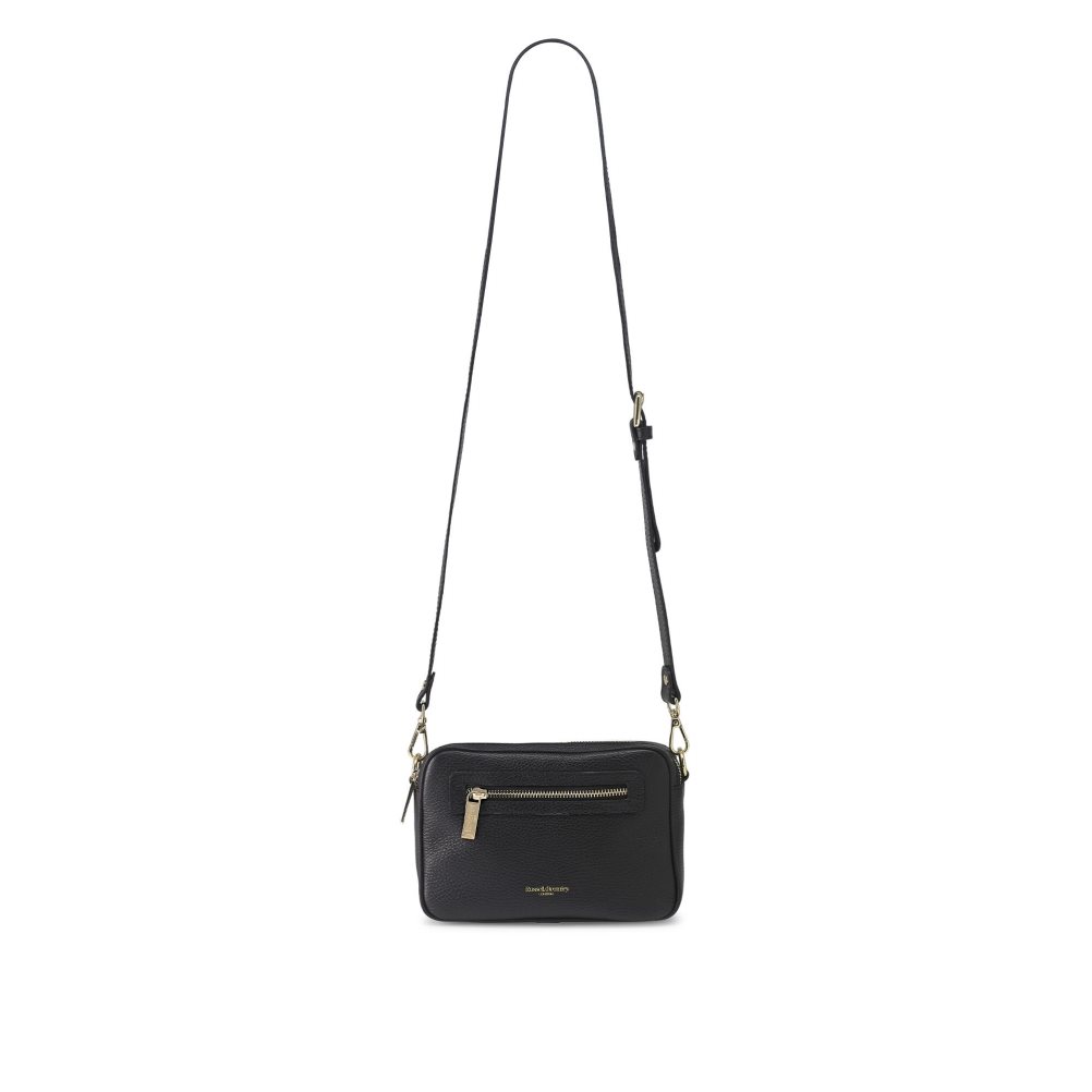 Női Russell And Bromley Dynamic Triple Zip Camera Crossbody Táska Fekete | 169045XPG