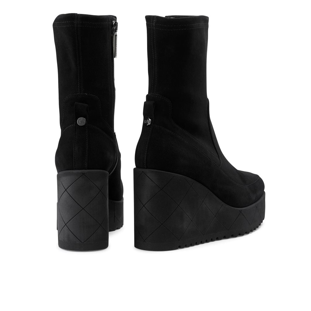 Női Russell And Bromley Everest Dryleks Velúr Bokacsizma Fekete | 632487JCP