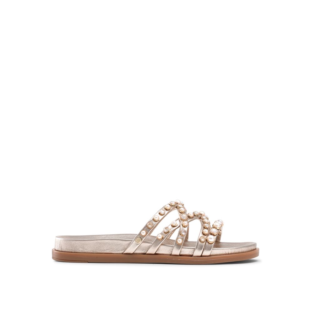 Női Russell And Bromley Fancy Embellished Lapos Szandál Arany | 518326ZHR