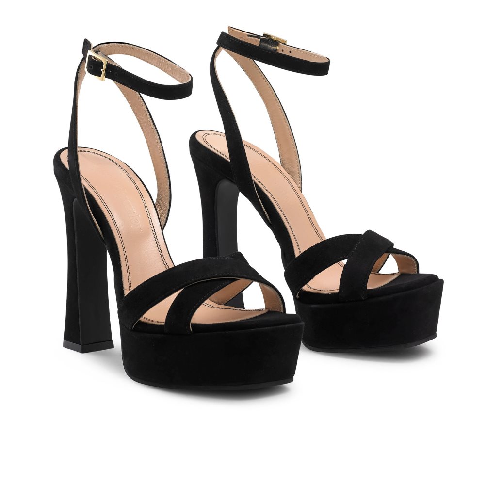 Női Russell And Bromley Far Out Cross Pántos Platform Magassarkú Szandál Fekete | 819364KFA