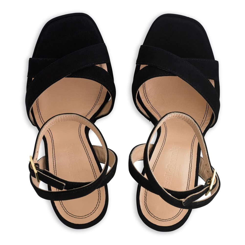 Női Russell And Bromley Far Out Cross Pántos Platform Magassarkú Szandál Fekete | 819364KFA