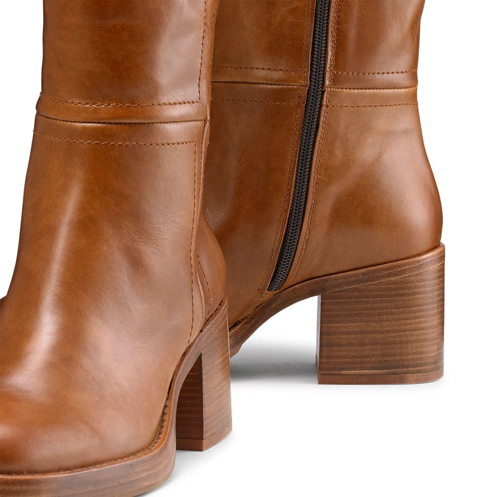 Női Russell And Bromley Gaucho Block Heel Térdig Érő Csizma Sötétbarna | 283570FVZ