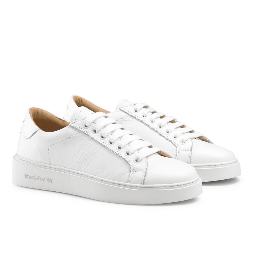 Női Russell And Bromley Gleam Low Top Csipke Up Platform Cipő Fehér | 890641VCX