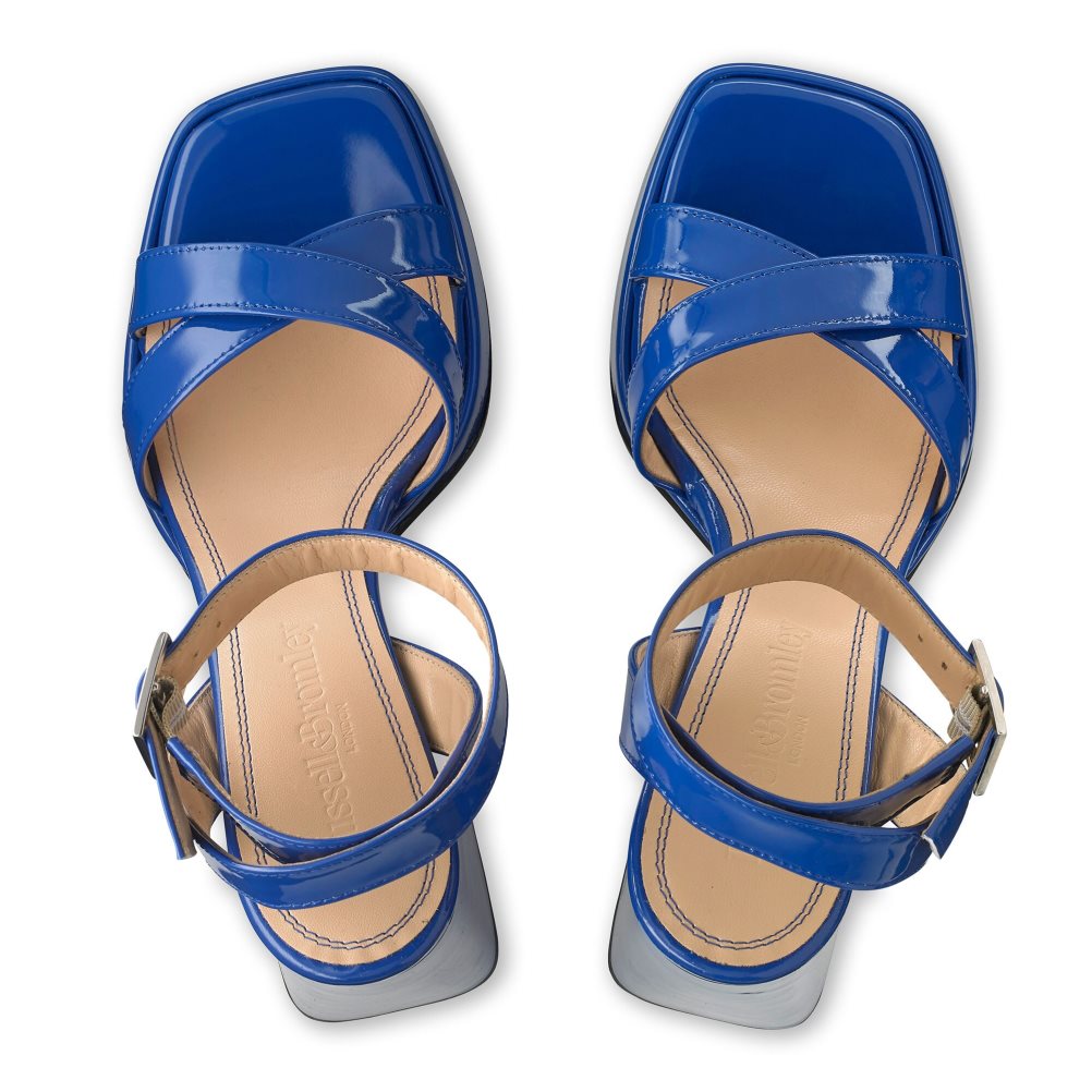 Női Russell And Bromley Groovybaby Platform Magassarkú Szandál Kék | 538920YJW