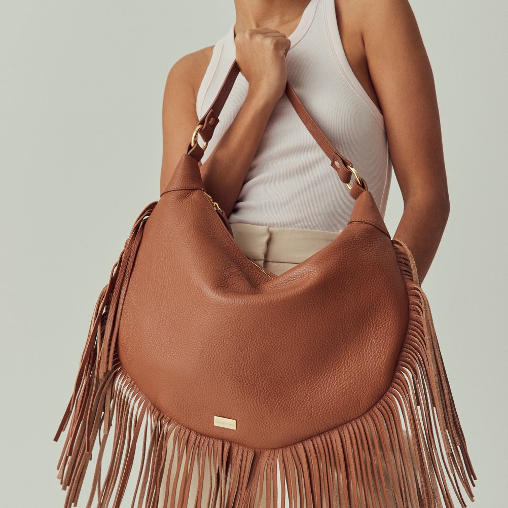 Női Russell And Bromley Indie Fringed Válltáskák Barna | 317645KCA