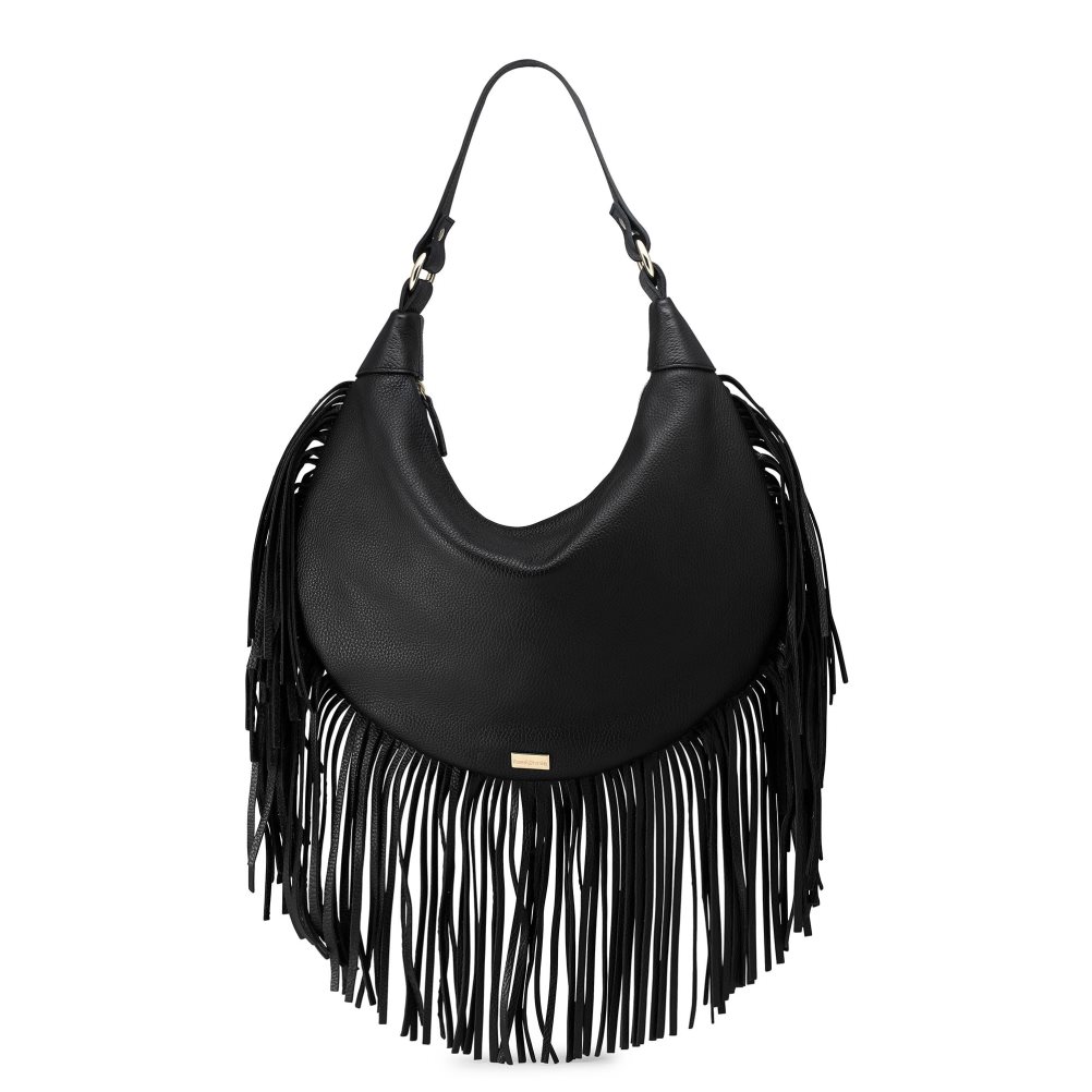 Női Russell And Bromley Indie Fringed Válltáskák Fekete | 516324QLM