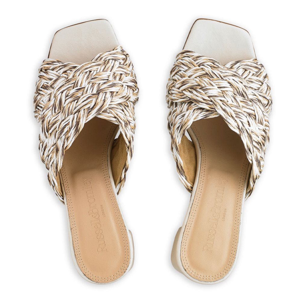 Női Russell And Bromley Kiss Me Raffia Block Mule Cipő Világos Barna | 109567VJN