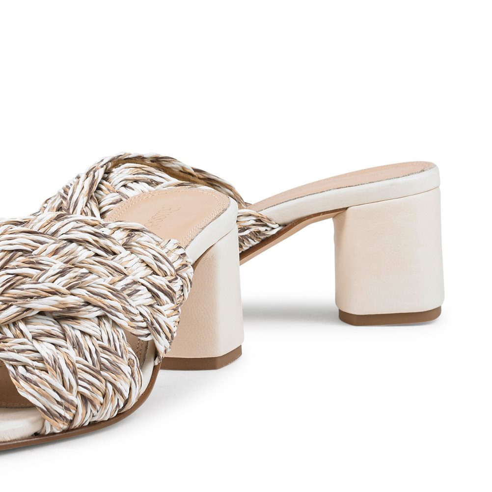 Női Russell And Bromley Kiss Me Raffia Block Mule Cipő Világos Barna | 109567VJN