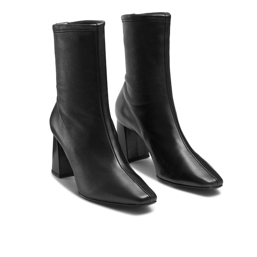 Női Russell And Bromley Latenight Bőr Sock Bokacsizma Fekete | 745806OAZ