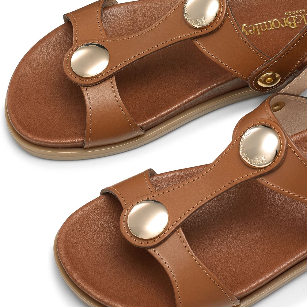 Női Russell And Bromley Laura Disc Footbed Lapos Szandál Barna | 893412QED