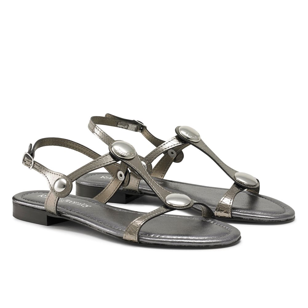 Női Russell And Bromley Lauren Disc Trim Lapos Szandál Metal | 164925LAI