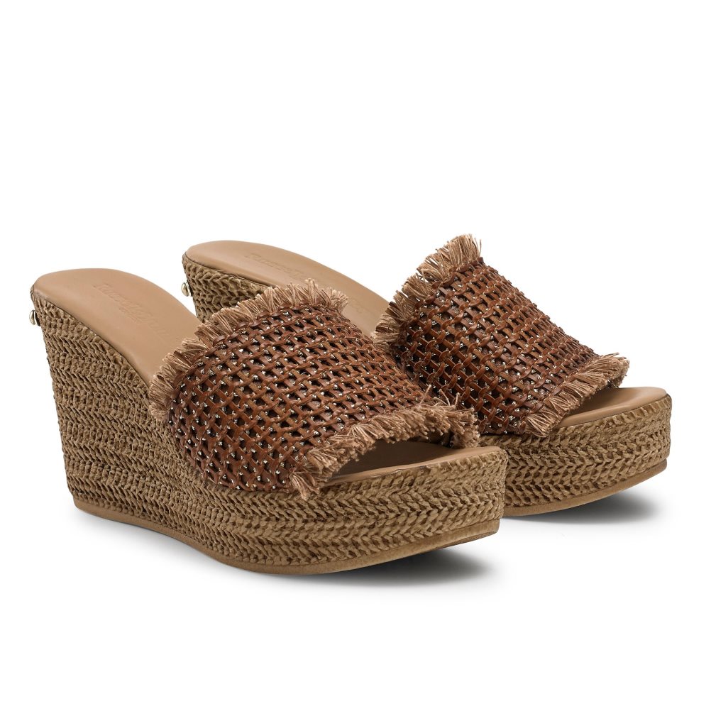 Női Russell And Bromley Libertine Weave Éktalpú Cipő Barna | 283495LQV