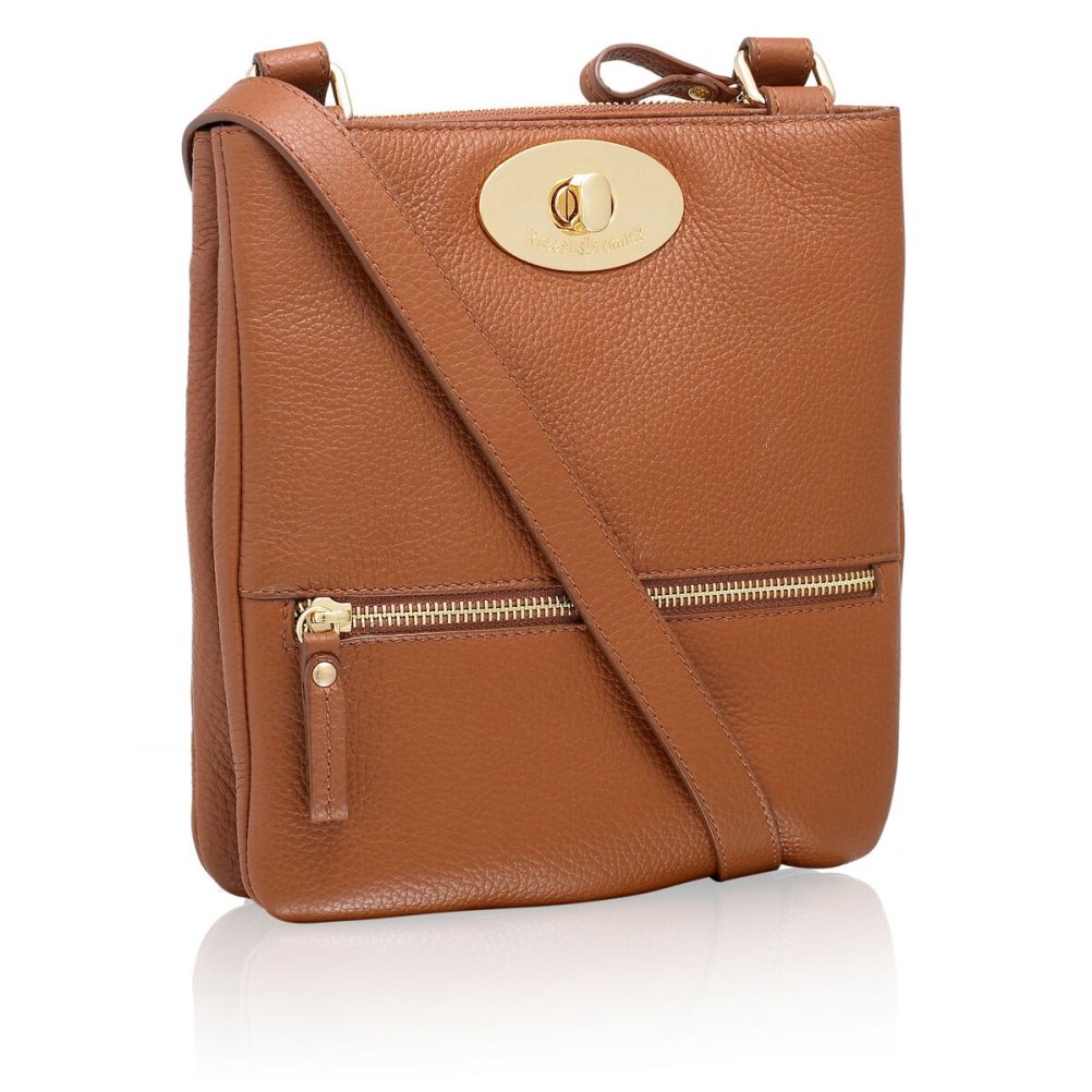 Női Russell And Bromley Lincoln Turnlock Crossbody Táska Barna | 694520VXT