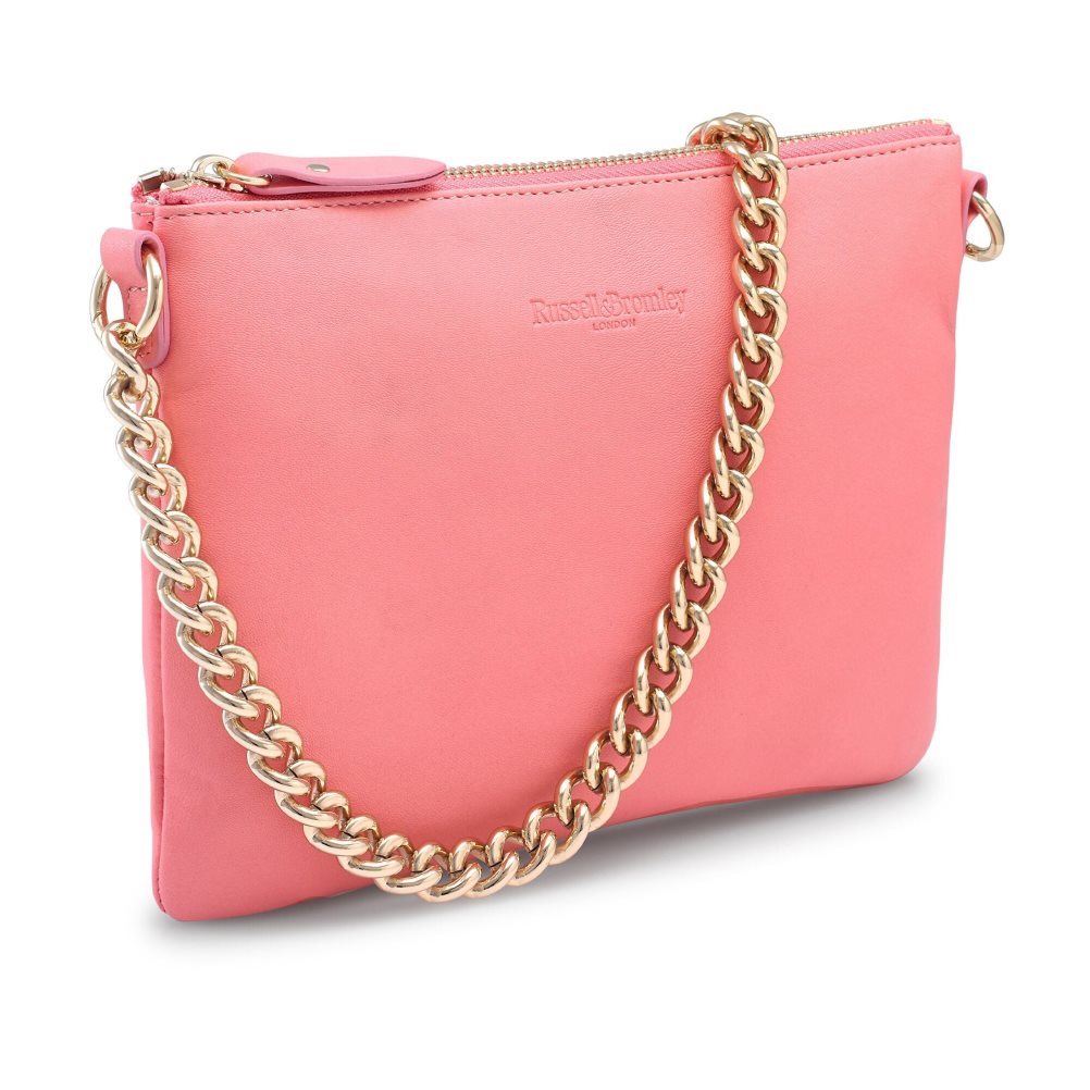 Női Russell And Bromley On Point Chain Zip Pouch Válltáskák Rózsaszín | 135420VMJ