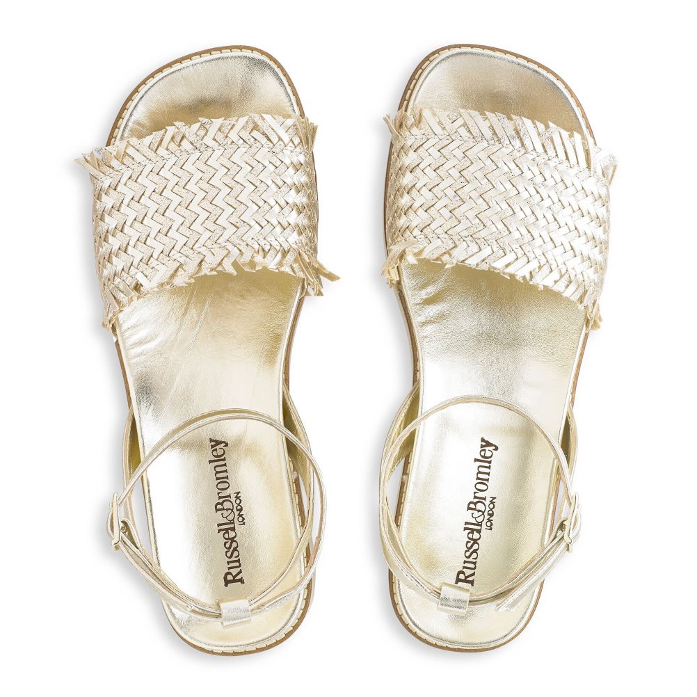 Női Russell And Bromley Orlando Woven Footbed Lapos Szandál Arany | 952713YZE