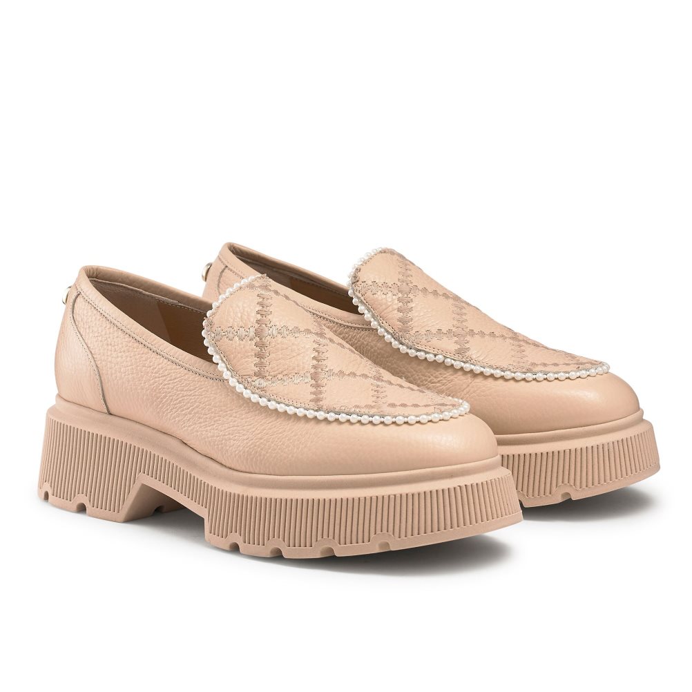 Női Russell And Bromley Patchwork Vaskos Pearl Loafer Cipő Rózsaszín | 189064ZKX