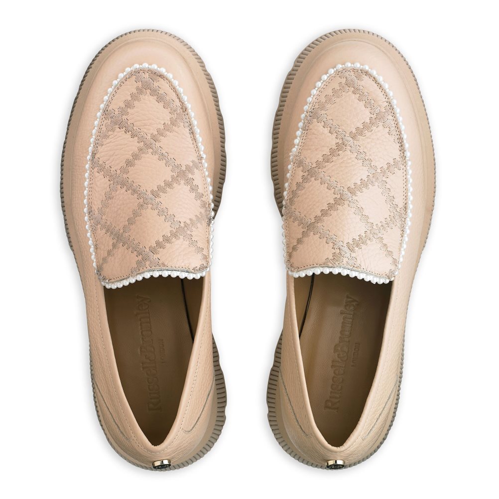 Női Russell And Bromley Patchwork Vaskos Pearl Loafer Cipő Rózsaszín | 189064ZKX