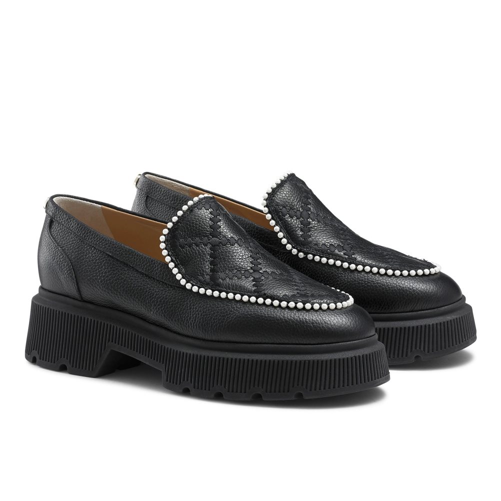 Női Russell And Bromley Patchwork Vaskos Pearl Loafer Cipő Fekete | 524708ERG