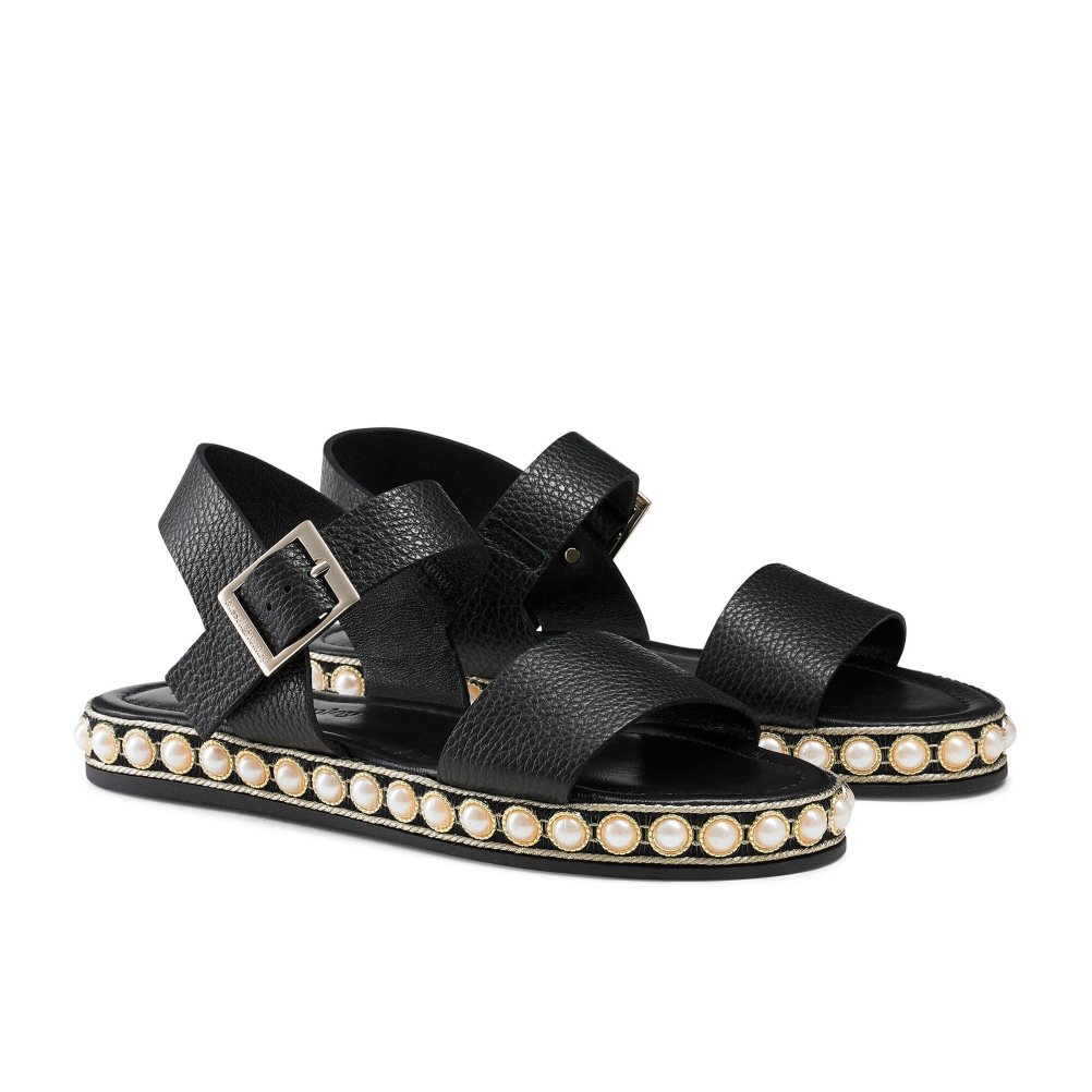 Női Russell And Bromley Pearljam Pearl Two Part Lapos Szandál Fekete | 860759DVA