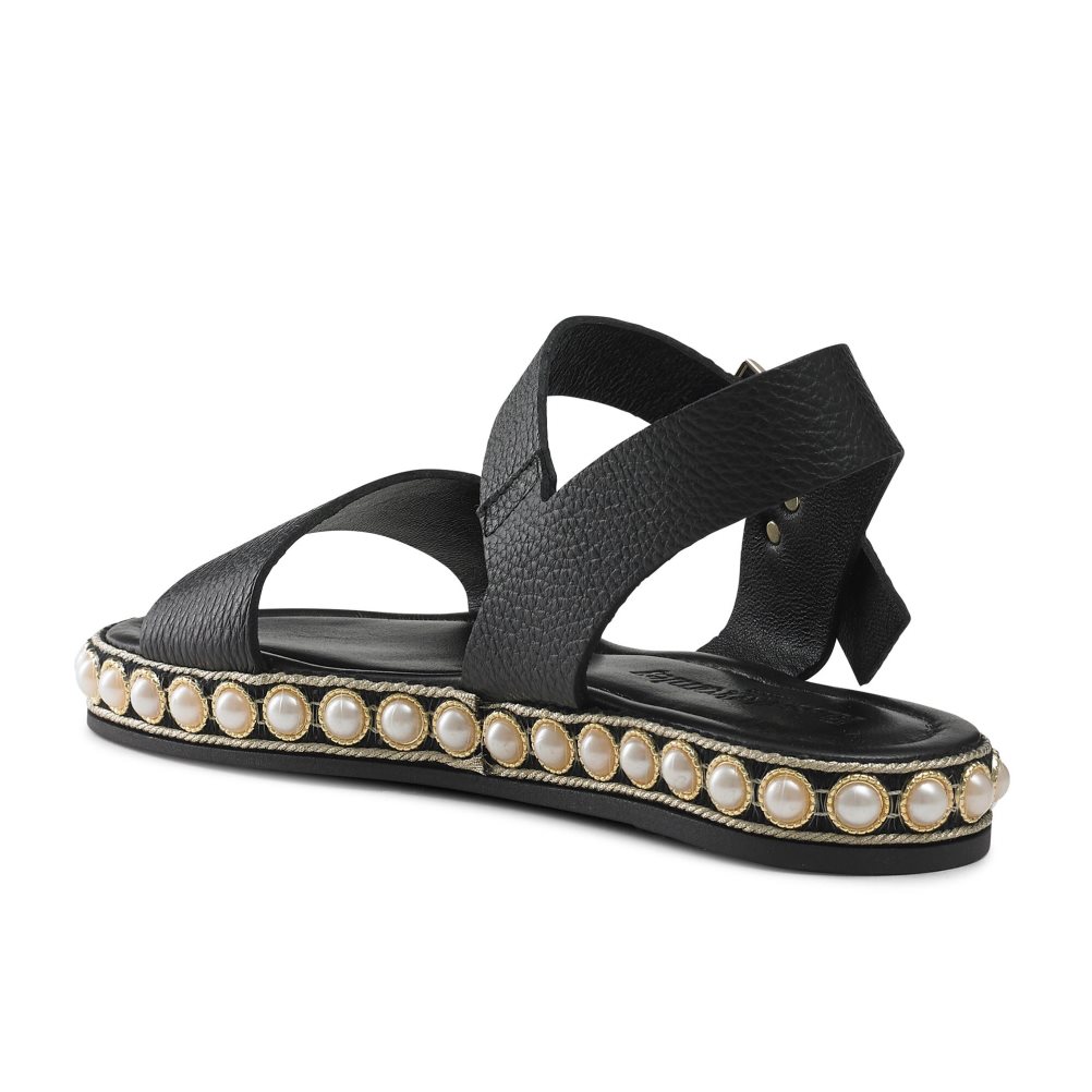 Női Russell And Bromley Pearljam Pearl Two Part Lapos Szandál Fekete | 860759DVA