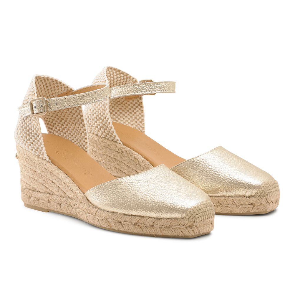 Női Russell And Bromley Pineapple Square Toe Espadrille Éktalpú Cipő Arany | 279318HSG