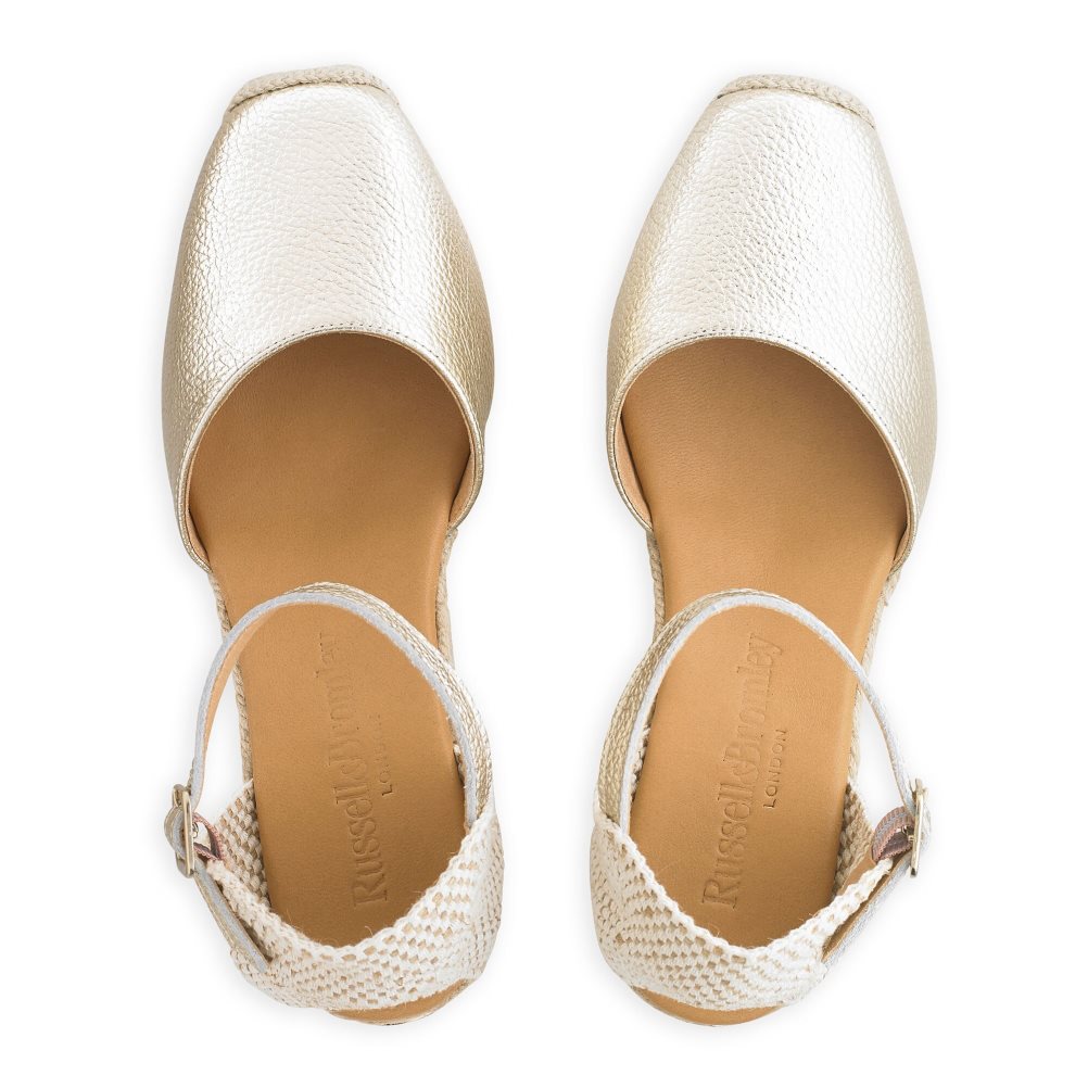 Női Russell And Bromley Pineapple Square Toe Espadrille Éktalpú Cipő Arany | 279318HSG