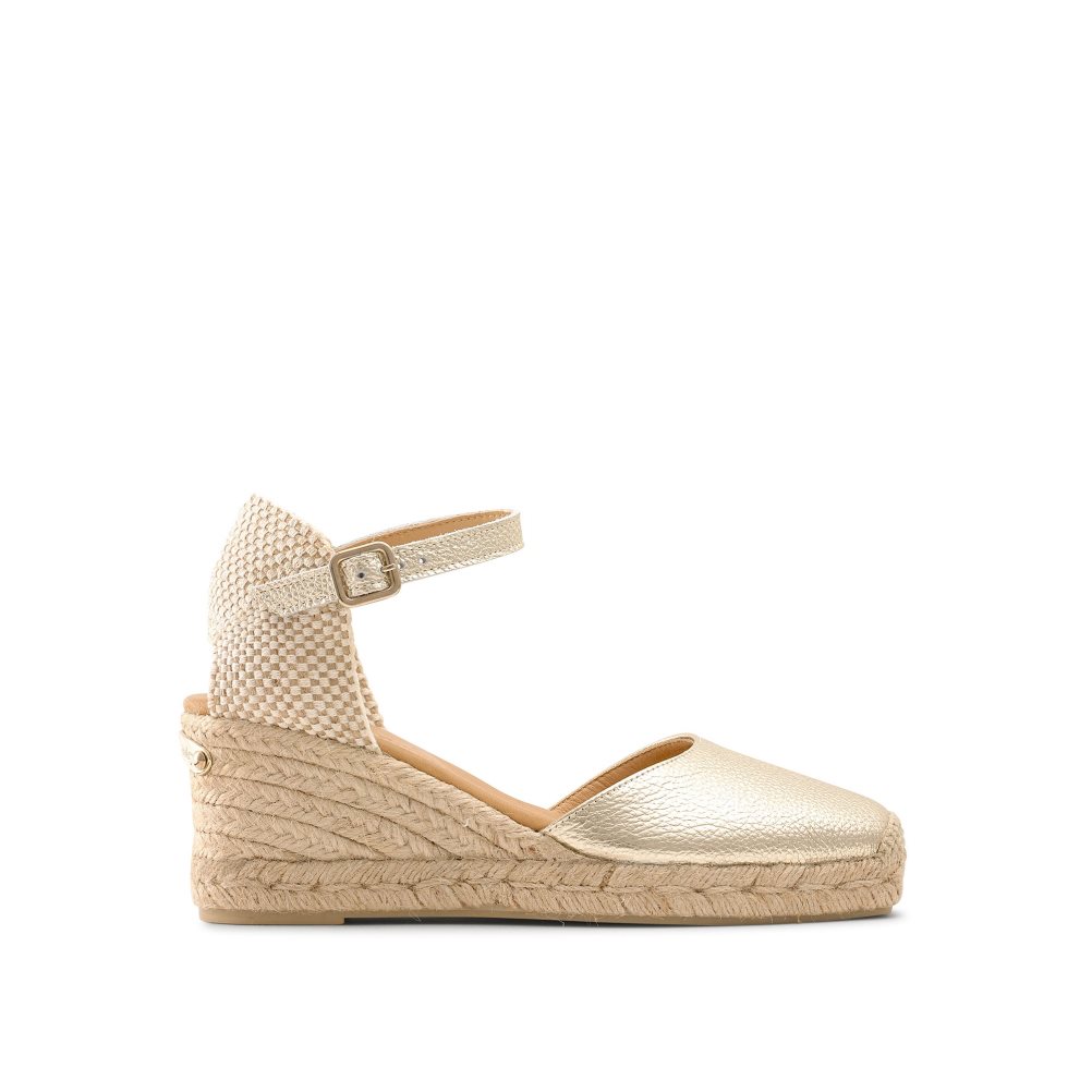 Női Russell And Bromley Pineapple Square Toe Espadrille Éktalpú Cipő Arany | 279318HSG