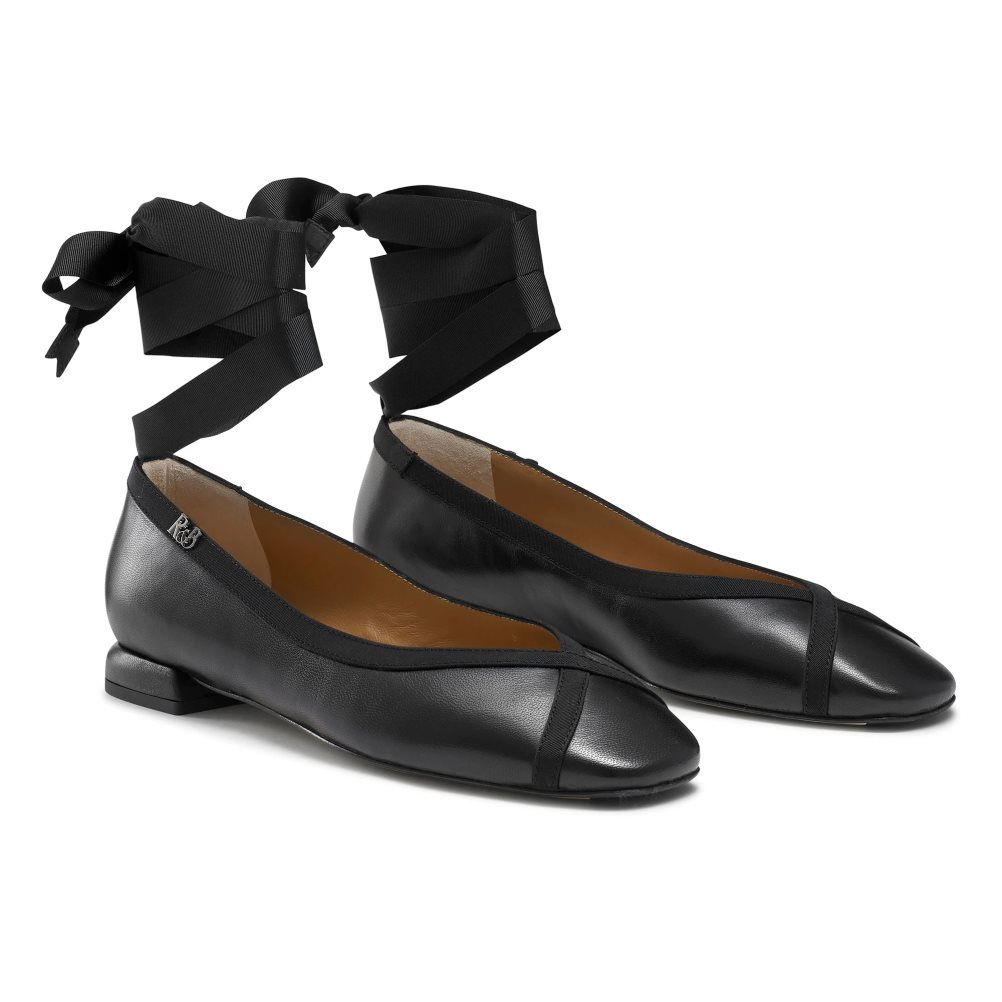 Női Russell And Bromley Pirouette Ankle Tie Balerina Cipő Fekete | 357091CNQ