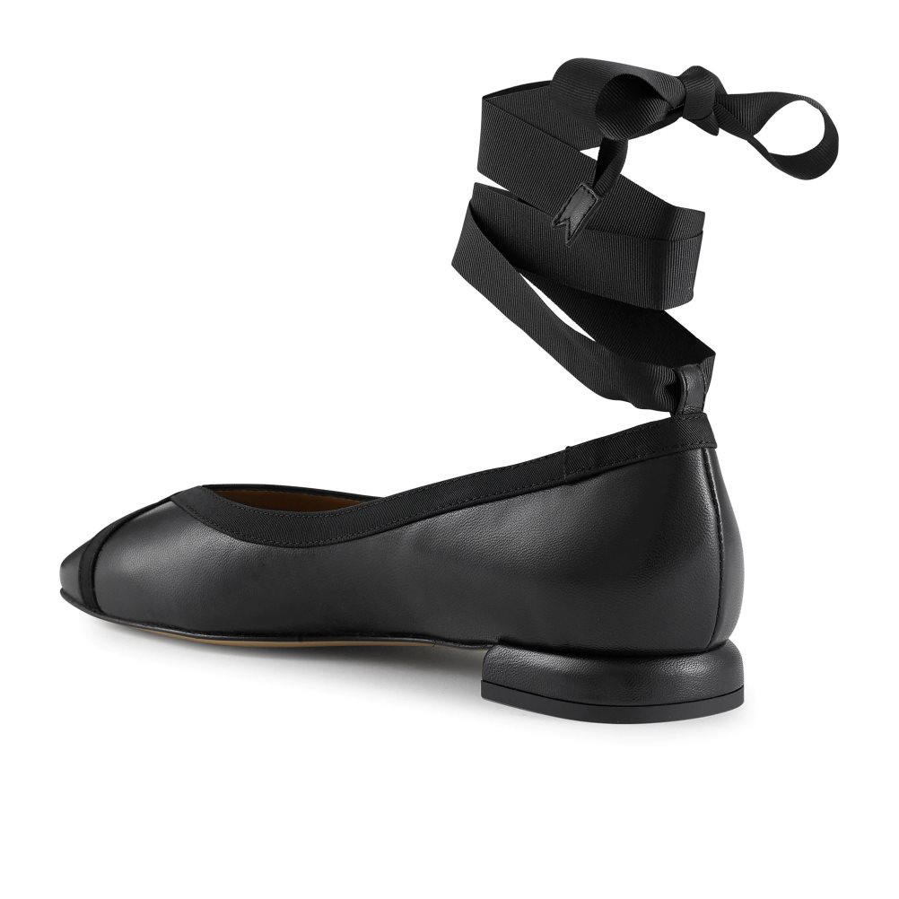 Női Russell And Bromley Pirouette Ankle Tie Balerina Cipő Fekete | 357091CNQ