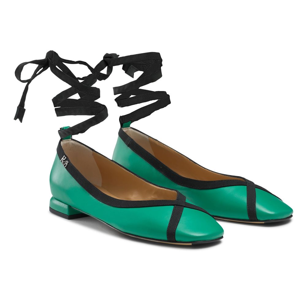 Női Russell And Bromley Pirouette Ankle Tie Balerina Cipő Zöld | 512830AJT