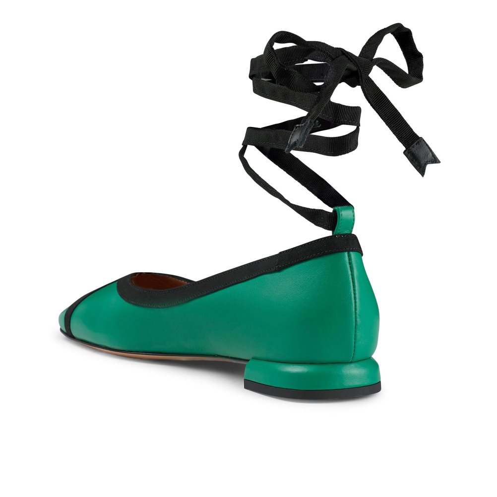 Női Russell And Bromley Pirouette Ankle Tie Balerina Cipő Zöld | 512830AJT