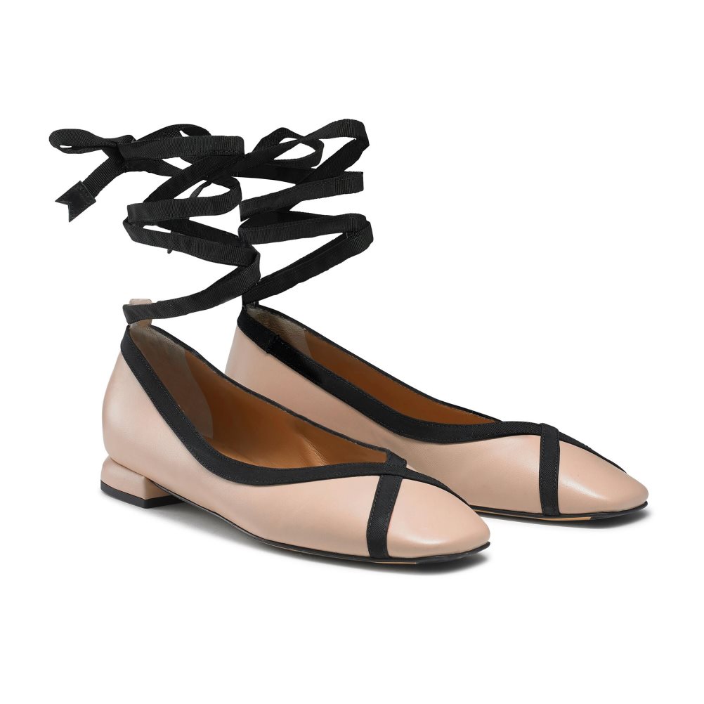 Női Russell And Bromley Pirouette Ankle Tie Balerina Cipő Bézs | 952043BIN