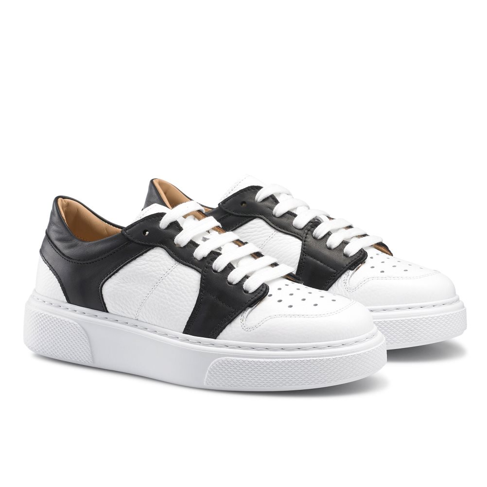 Női Russell And Bromley Prince Low Low Top Platform Cipő Fehér Fekete | 892406AFG