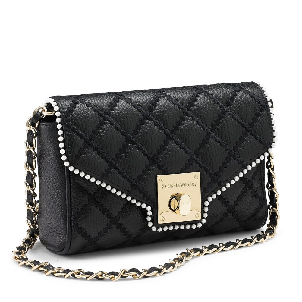 Női Russell And Bromley Promenade Pearl Trim Crossbody Táska Fekete | 051726PCI