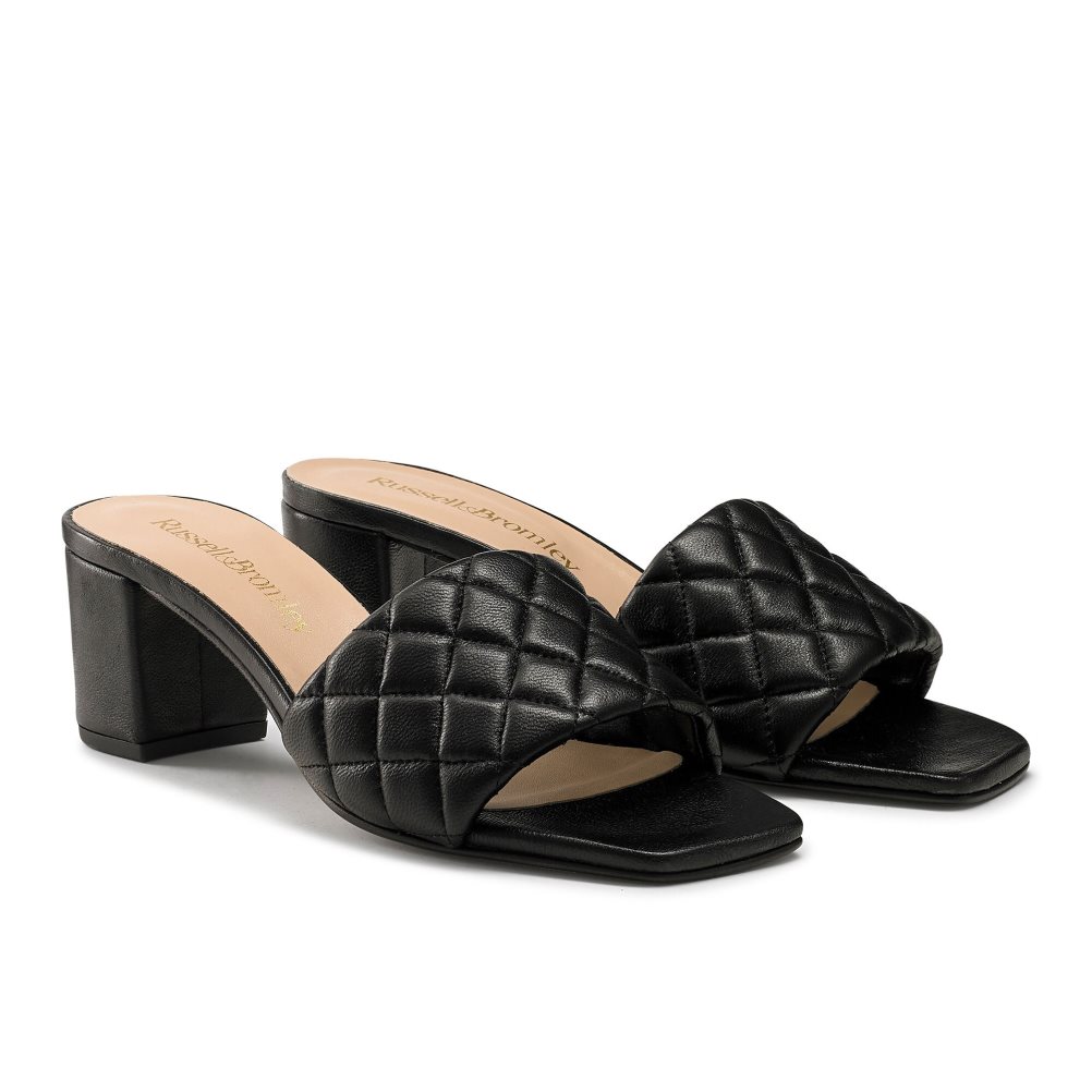 Női Russell And Bromley Quiltbloc Quilted Block Mule Cipő Fekete | 386954ISN