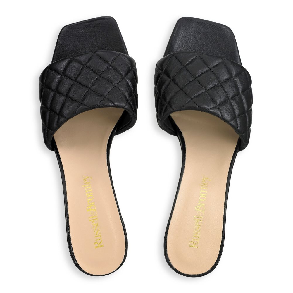 Női Russell And Bromley Quiltbloc Quilted Block Mule Cipő Fekete | 386954ISN