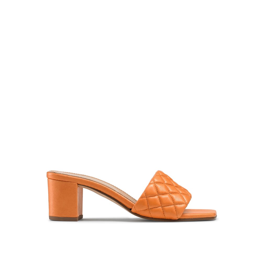 Női Russell And Bromley Quiltbloc Quilted Block Mule Cipő Narancssárga | 395140MYK