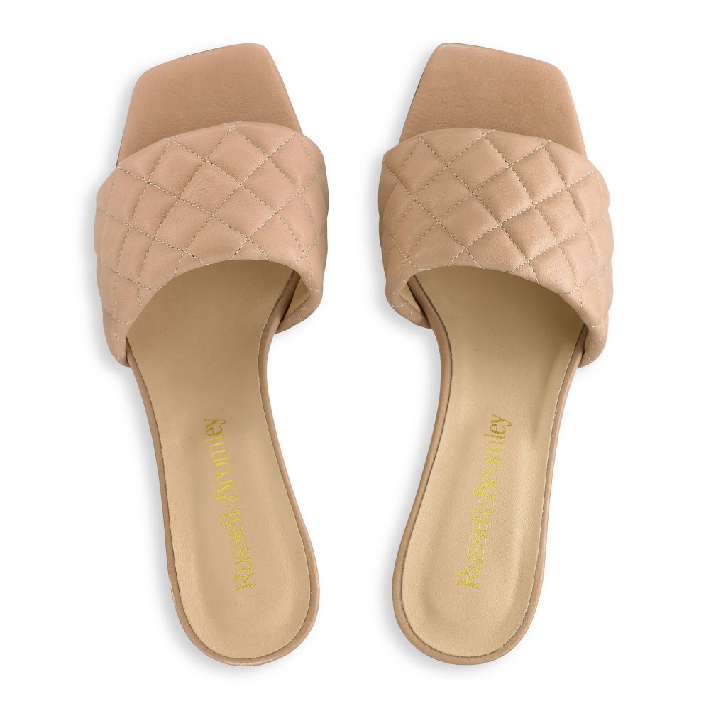 Női Russell And Bromley Quiltbloc Quilted Block Mule Cipő Világos Barna | 572306VBA