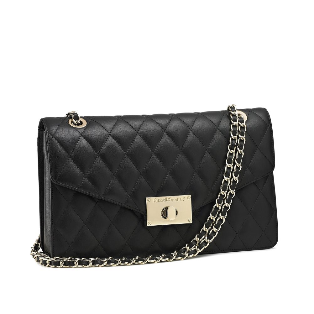 Női Russell And Bromley Quiltchain Large Chain Válltáskák Fekete | 912608SYH