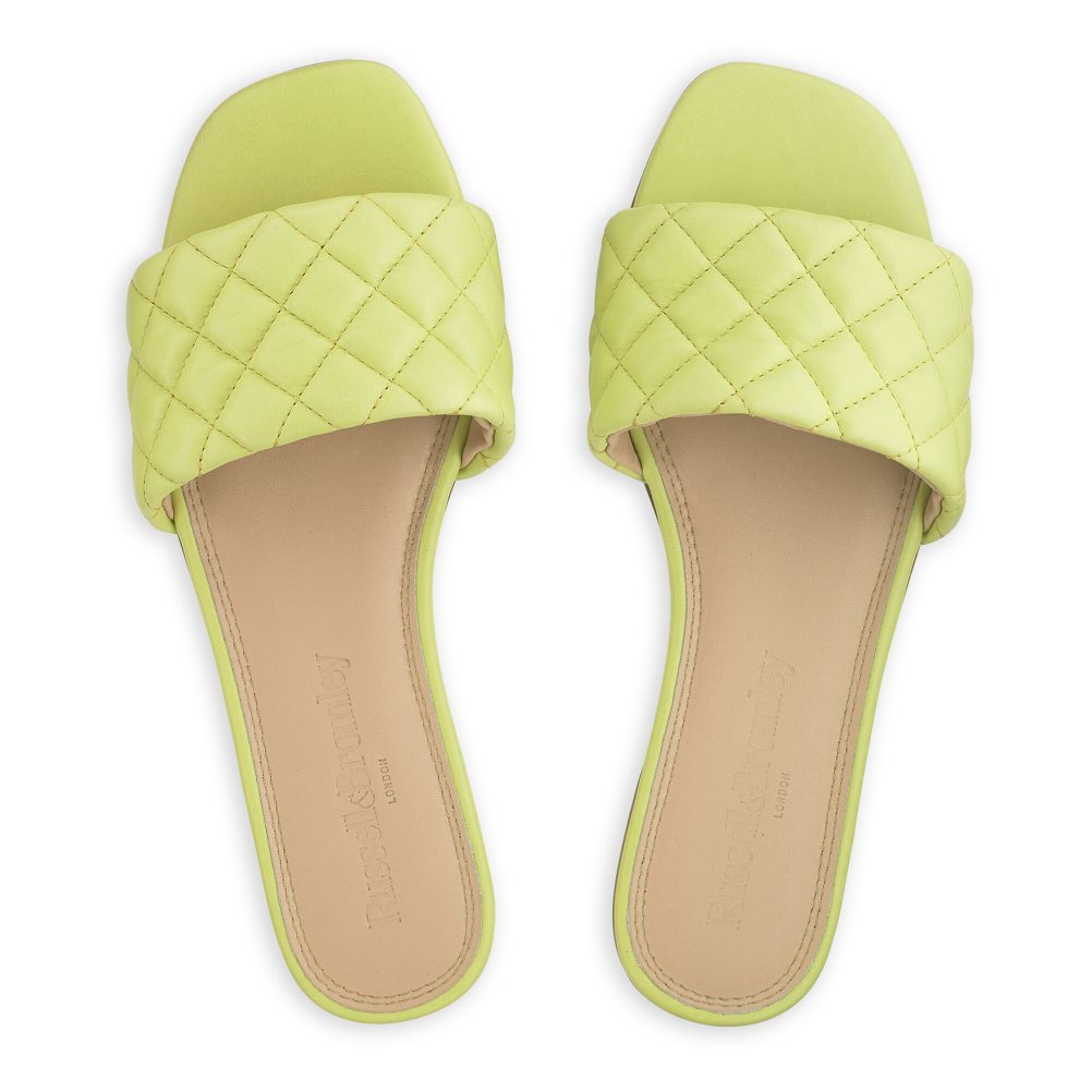 Női Russell And Bromley Quilted Lapos Szandál Zöld | 512870QVW