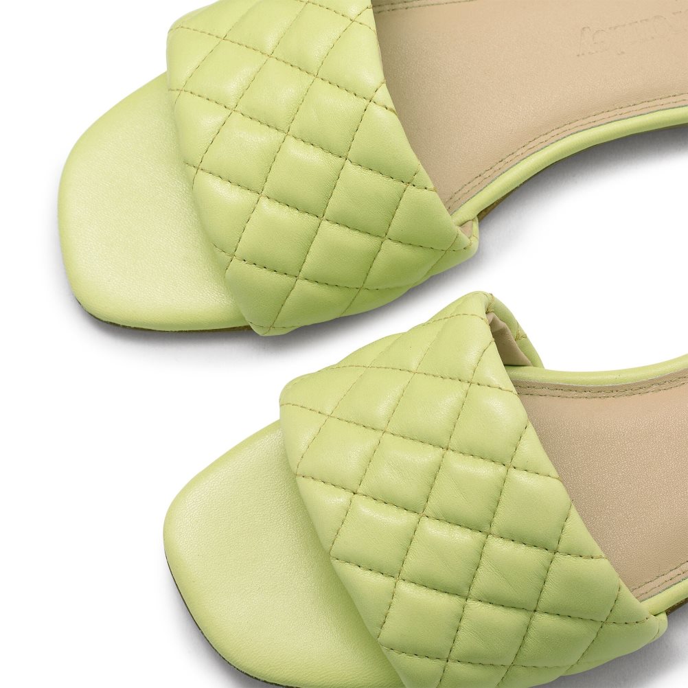 Női Russell And Bromley Quilted Lapos Szandál Zöld | 512870QVW