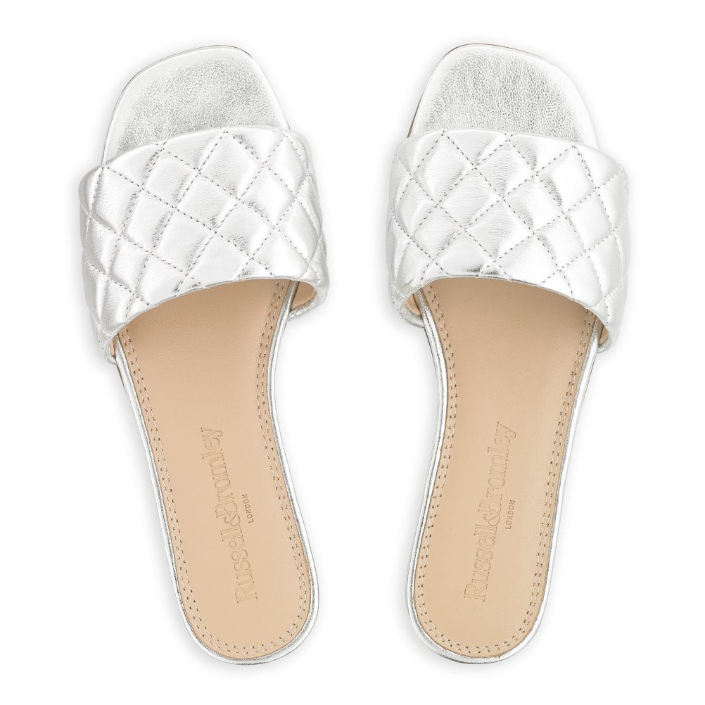 Női Russell And Bromley Quilted Lapos Szandál Titán | 530289KDO