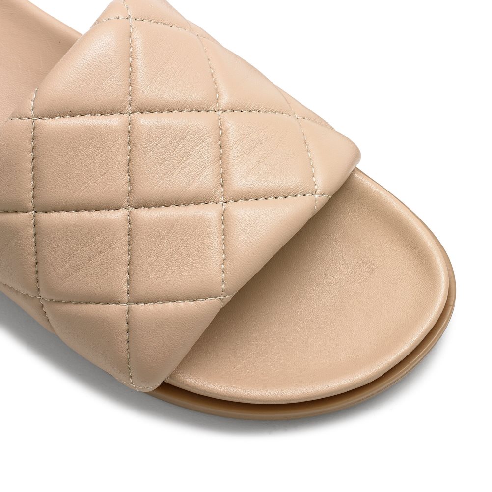 Női Russell And Bromley Quilted Papucs Bézs | 978602XQT