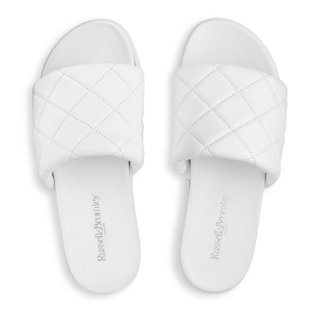 Női Russell And Bromley Quilted Papucs Fehér | 108692NOE