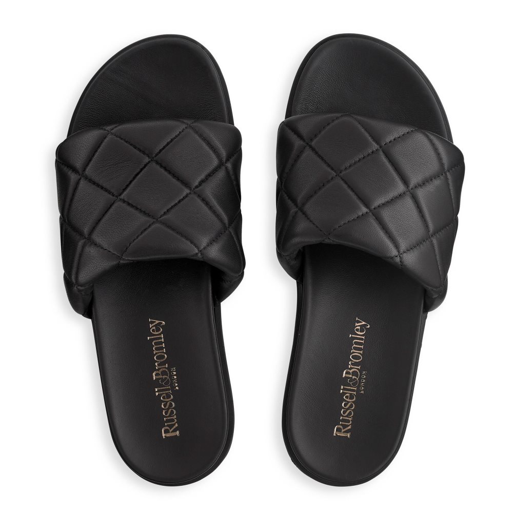 Női Russell And Bromley Quilted Papucs Fekete | 745382ODB