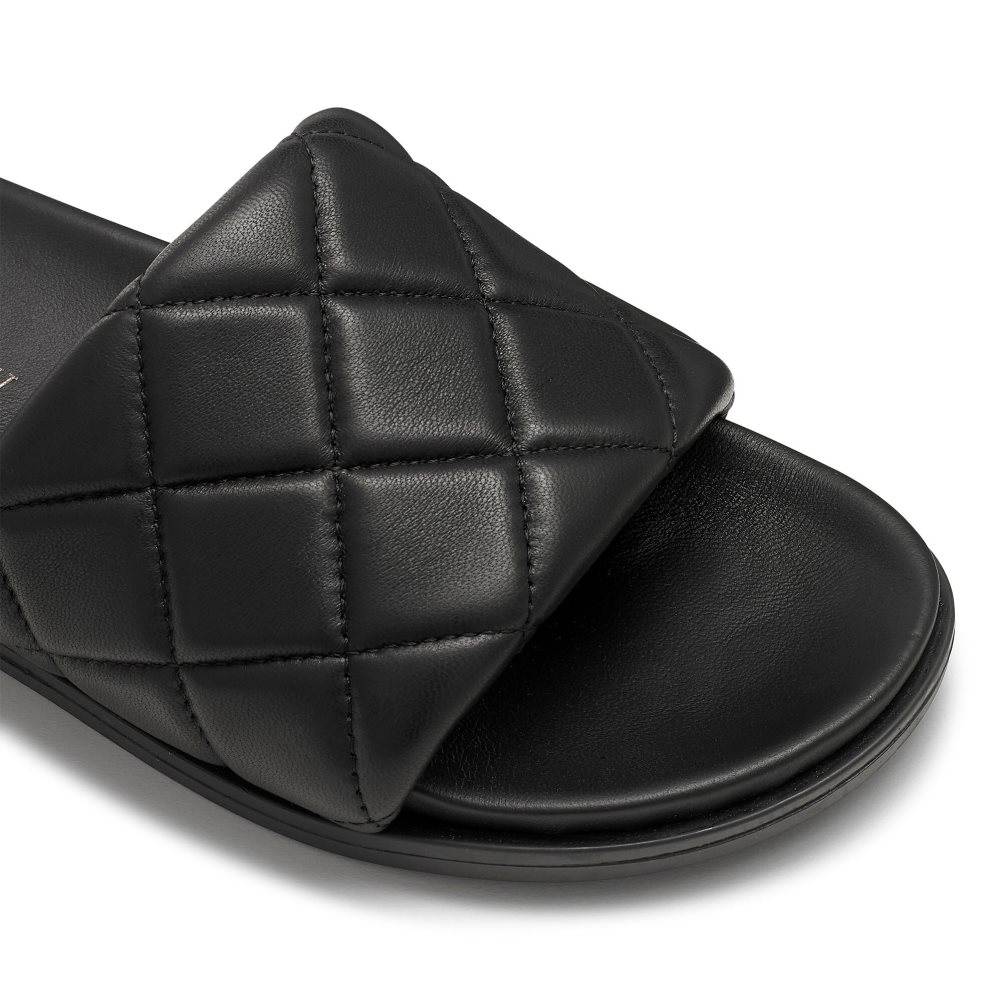 Női Russell And Bromley Quilted Papucs Fekete | 745382ODB